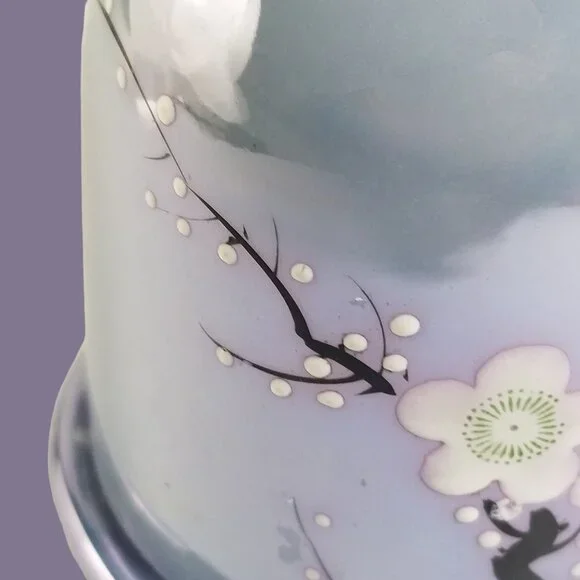 Blue Lusterware Dome Cigarette Holder Rare Art Deco Noritake Moriage Japan 1920s - Picture 12 of 16